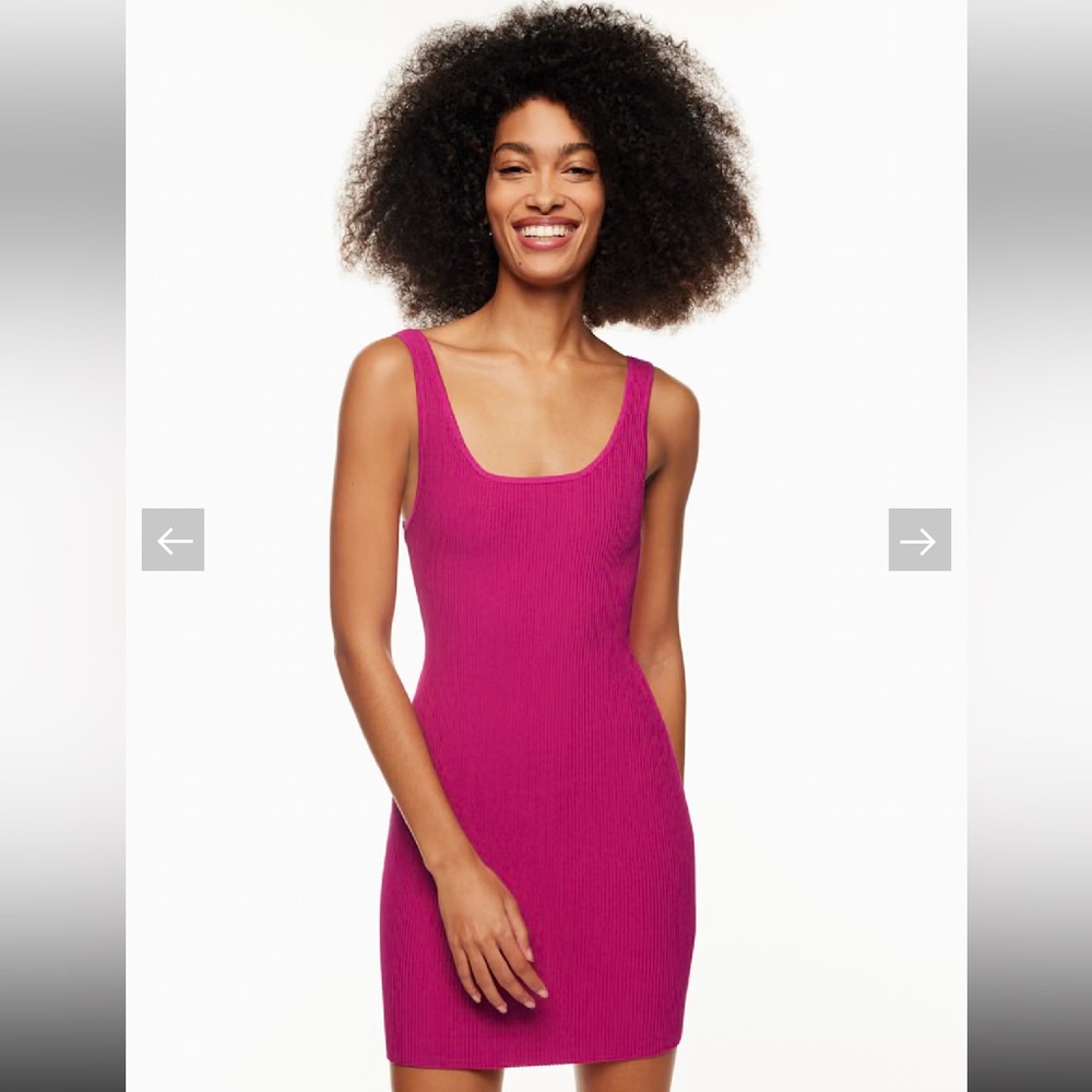 Babaton Pink Sculpt Knit Squareneck Mini Dress